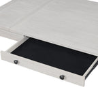 40-4129-7PC 7 pc Echo white wash finish wood 60" dining table set fabric upholstered seating