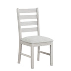40-4129-7PC 7 pc Echo white wash finish wood 60" dining table set fabric upholstered seating