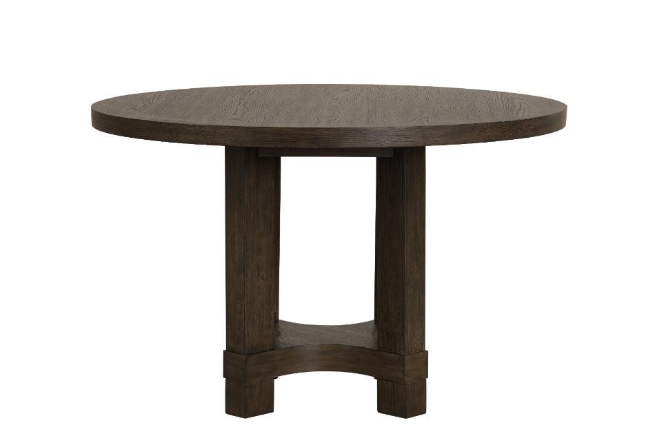 40-4212-RD-5PC 5 pc Cityscape dark walnut finish wood 47" round dining table set fabric upholstered seats