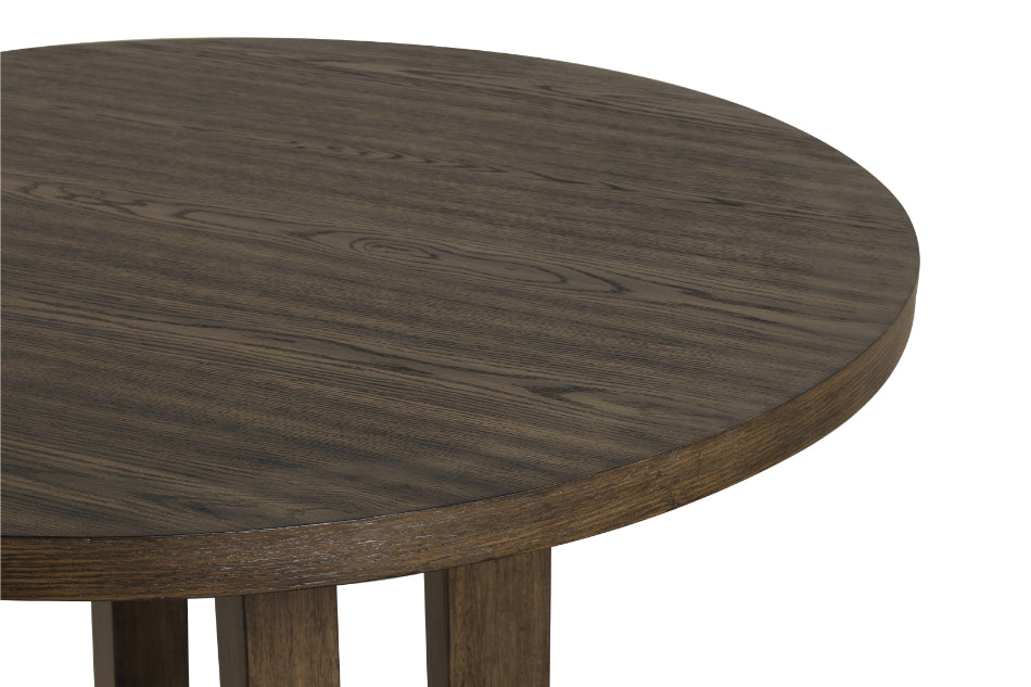40-4212-RD-5PC 5 pc Cityscape dark walnut finish wood 47" round dining table set fabric upholstered seats