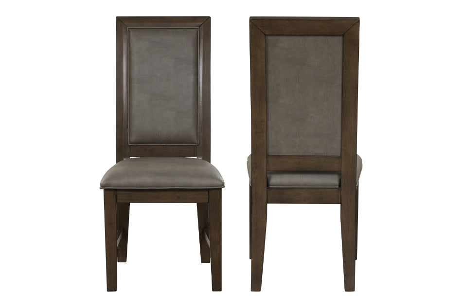 40-4212-RD-5PC 5 pc Cityscape dark walnut finish wood 47" round dining table set fabric upholstered seats