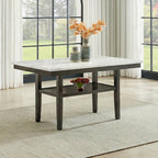 40-D422-6PC 6 pc Carissa espresso finish wood dining table set faux marble top with bench