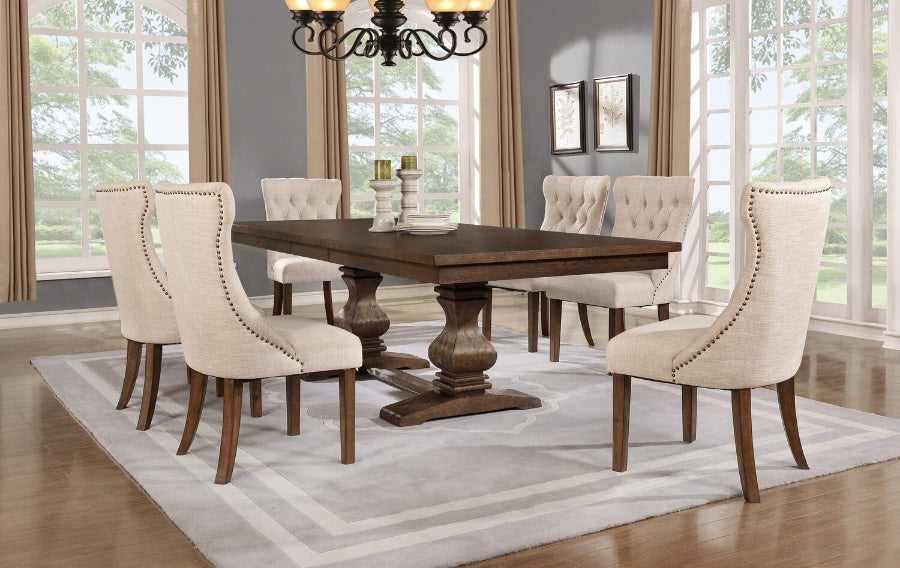 D42-7PC 7 pc Darby home co richmond antique rustic walnut finish wood dining table set