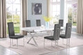 Best Quality D440-6SC340 7 pc Modern white high gloss top chrome accent base 78" dining table set dark grey chairs