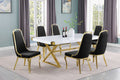 Best Quality D441-6SC316 7 pc Modern white high gloss top gold accent base 78" dining table set black chairs