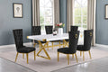 Best Quality D441-6SC336 7 pc Modern white high gloss top gold accent base 78" dining table set black tufted back chairs