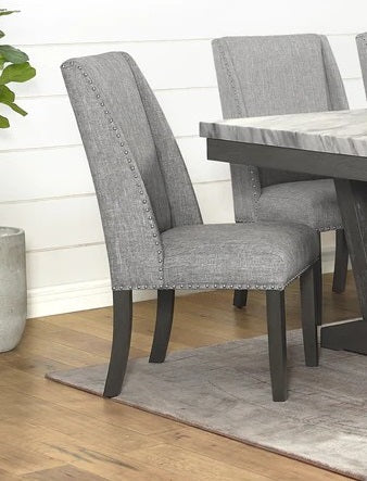 Mc Ferran D4930C  Set of 2 Gracie oak mach dark finish wood grey fabric dining chairs