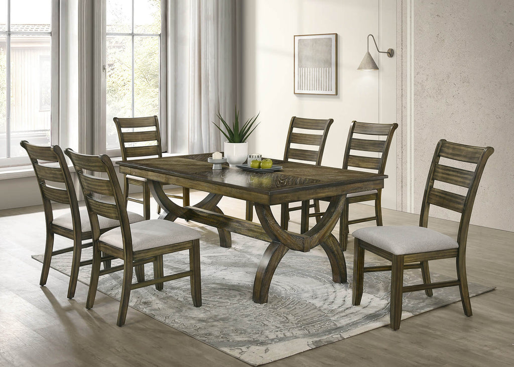 D531-6SC530 7 pc Klarissa antique brown oak finish wood wood grain top dining table set