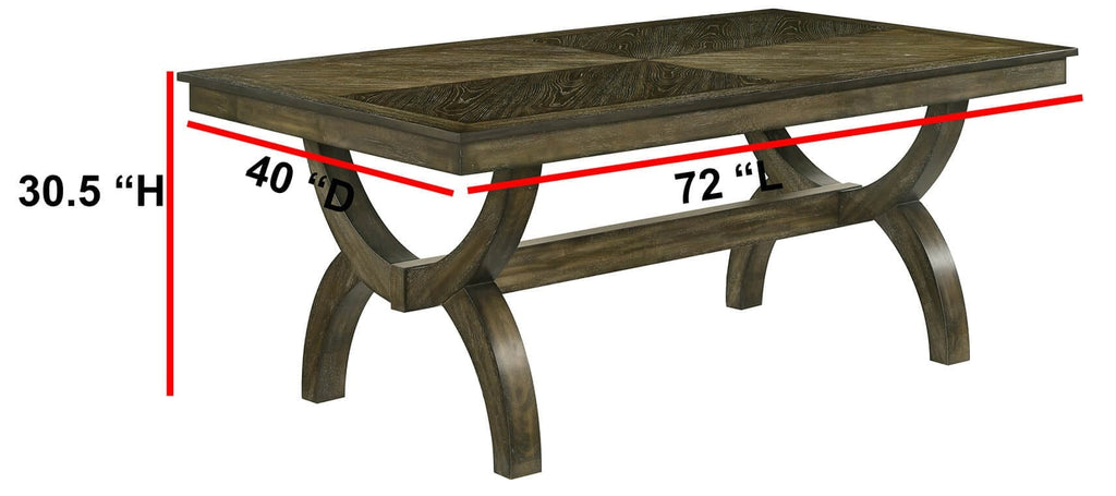 D531-6SC531 7 pc Klarissa antique brown oak finish wood wood grain top dining table set fabric chairs