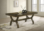 D531-6SC531 7 pc Klarissa antique brown oak finish wood wood grain top dining table set fabric chairs