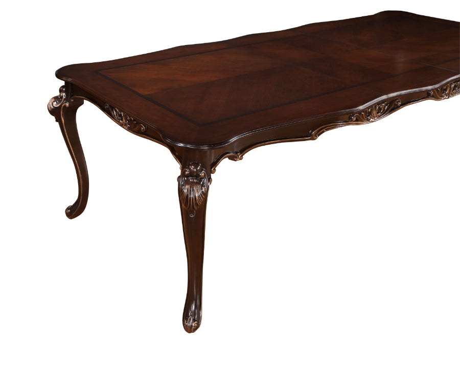 D532-7PC 7 pc Constantine cherry finish wood dining table set faux leather chairs classic style