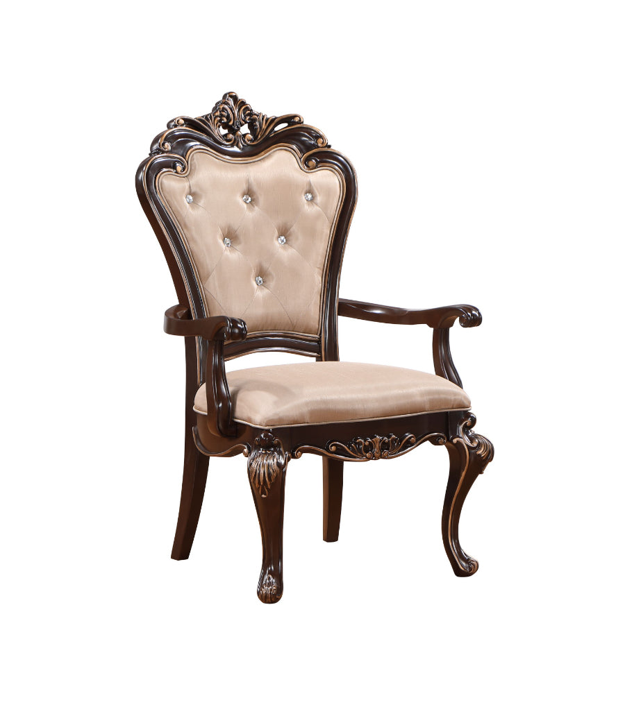 D532-7PC 7 pc Constantine cherry finish wood dining table set faux leather chairs classic style