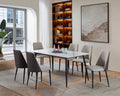 Mc Ferran Selena Ceramic Marble Look Top Modern Style 7-Piece Dining Table Set with Two-Tone Leather Seat Chairs – D6003-7PC