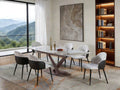 Mc Ferran D7003-7PC 7 pc soma ceramic marble look extendable top modern style dining table set