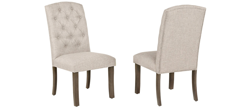 Best Quality Gracie Oaks Rustic Grey Finish Wood Trestle Base Dining Table Set with Beige Fabric Chairs – D705-7PC
