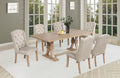 D707-WC-7PC 7 pc Gracie oaks rustic light oak finish wood trestle base dining table with beige fabric wing back chairs