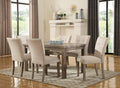 Mc Ferran D708-7PC 7 pc Gracie oaks robb hand rub weathered grey finish wood dining table set