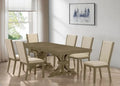 Best Quality Linai Ash Brown Finish Wood Traditional 7-Piece Dining Table Set with Extension Leaf – D751D7-7PC