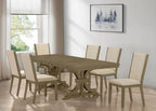Best Quality Linai Ash Brown Finish Wood Traditional 7-Piece Dining Table Set with Extension Leaf – D751D7-7PC