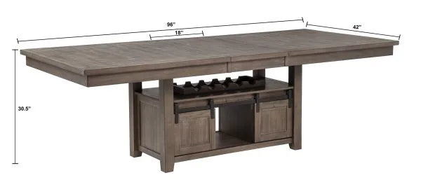 Best Quality Mathias Walnut Finish Wood Traditional Dining Table Set with Leaf – D760D7-7PC
