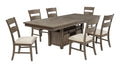 Best Quality Mathias Walnut Finish Wood Traditional Dining Table Set with Leaf – D760D7-7PC