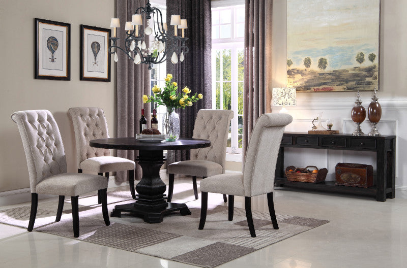 Mc Ferran D7700-4848-5PC 5 pc Darby home co coyer espresso finish wood 48" round dining table set