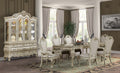 Mc Ferran D8300-7PC 7 pc Victoria antique bone white finish wood brushed accents dining table set