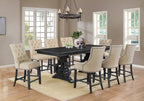 D91-9PC-8CH 9 pc Rustic dark grey finish wood counter height dining table set Charlton home
