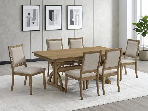 Best Quality Manard Ash Brown Finish Wood Traditional 7-Piece Dining Table Set – D920D7-7PC