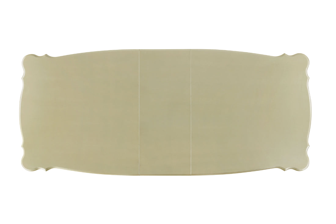 D992-7PC 7 pc Monique champagne finish wood dining table set velvet chairs classic style heirloom craftsmanship