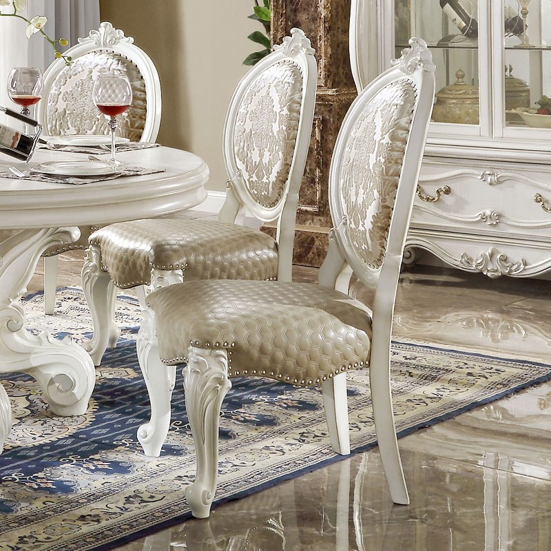 Acme 61130-DN01389-90 7 pc Astoria grand welton versailles bone white wash finish wood dining table set