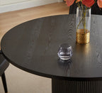 DT0220GB-5PC 5 pc Diego black finish top 46.5" round dining table set gold accents