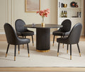 DT0220GB-5PC 5 pc Diego black finish top 46.5" round dining table set gold accents