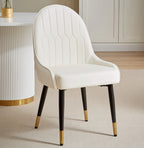 DT0220GW-5PC 5 pc Duarte white high gloss finish top 46.5" round dining table set gold accents