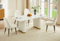 DT0227GW-5PC 5 pc Anamra white finish wood 70" dining table set gold accents double pedestal