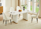 DT0227GW-5PC 5 pc Anamra white finish wood 70" dining table set gold accents double pedestal