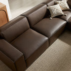 Auren 5 pc Restore espresso vegan leather modular sectional sofa with piping trim