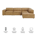 Auren 4 pc Restore toast vegan leather modular sectional sofa with RAF chaise