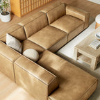 Auren 4 pc Restore toast vegan leather modular sectional sofa with chaise