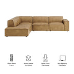 Auren 4 pc Restore toast vegan leather modular sectional sofa with chaise