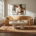Contessa Toast vegan leather curved back sofa mid-century modern style