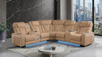 3 pc Electra caramel faux leather power motion sectional sofa with massagers and LED , USB charging, LEDS , cup holders