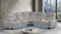 3 pc Electra grey faux leather power motion sectional sofa with massagers and LED , USB charging, LEDS , cup holders