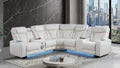 3 pc Electra white faux leather power motion sectional sofa with massagers and LED , USB charging, LEDS , cup holders