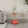 ET25R  Dargo red and gold metal 15" round chair side accent end table