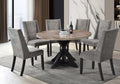 Elite-7PC 7 pc Elite two tone oak and black finish wood 54" round dining table set