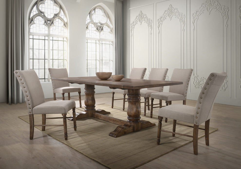 Ellen-7pc 7 pc One allium way ellen antique natural oak finish wood rectangular dining table set