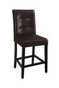 Poundex F1144 Set of 2 espresso finish wood and dark brown faux leather counter height bar chairs