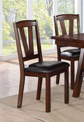 Poundex F1331 Set of 2 Drake walnut finish wood and faux leather padded seats dining chairs