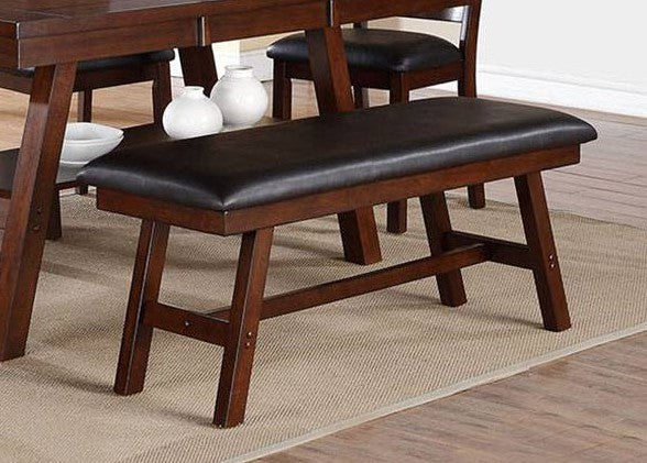 Poundex F1332 Montana dark walnut finish wood dining table bench seat